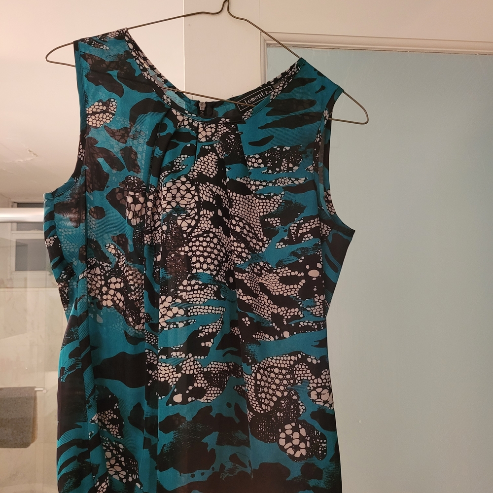 Elementz Teal and Black Sleeveless Blouse